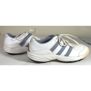 Adidas Womens Golf Traxion Shoes White W/ Gray Stripes Size 8